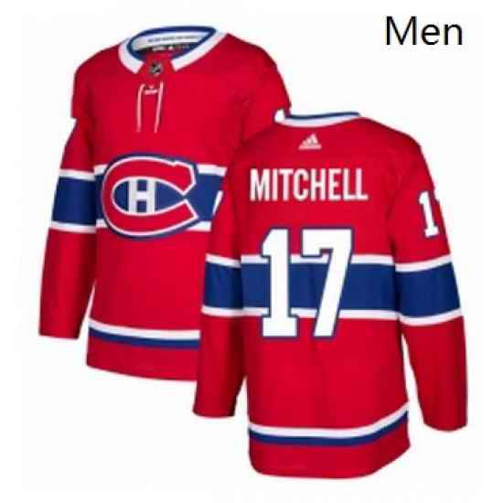 Mens Adidas Montreal Canadiens 17 Torrey Mitchell Authentic Red Home NHL Jersey